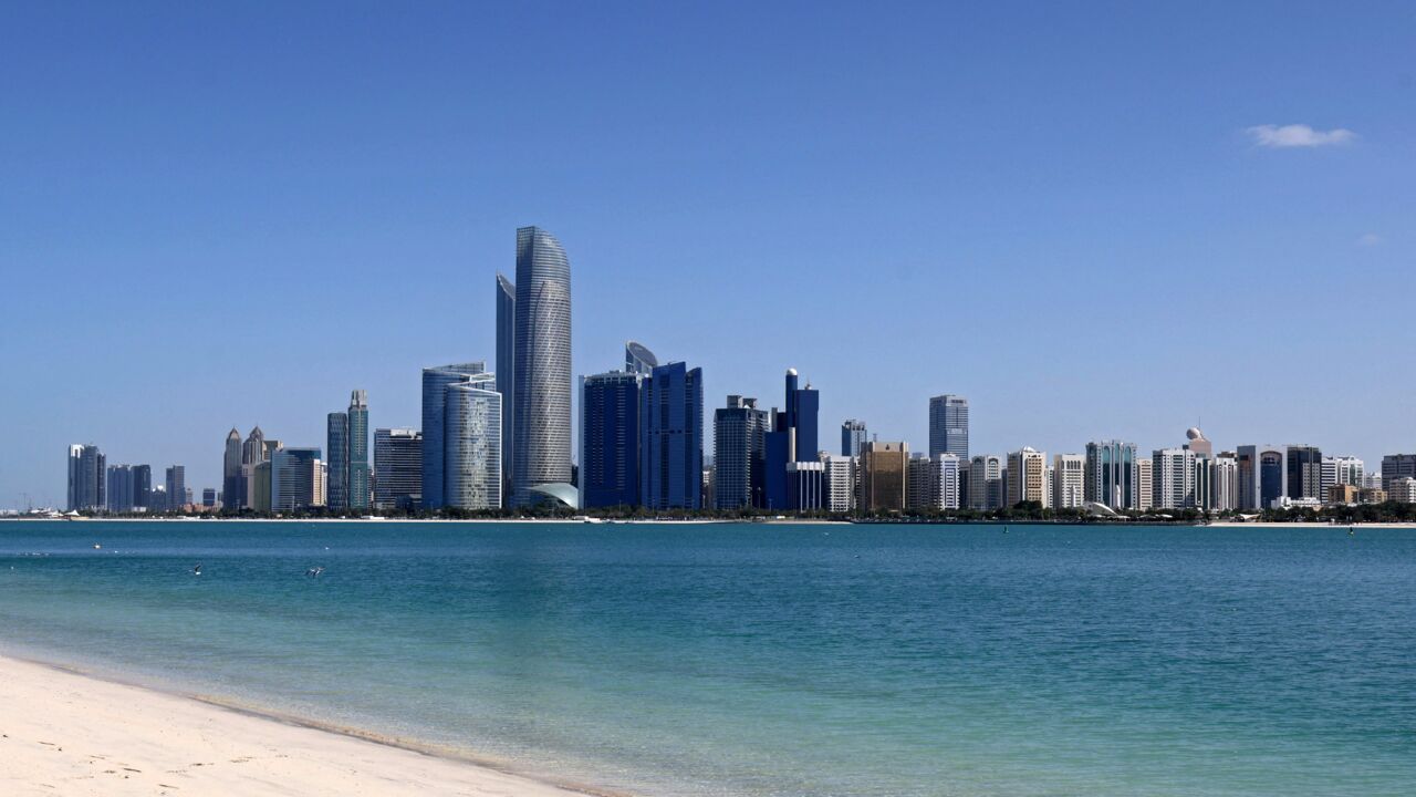 Abu Dhabi's skyline across the Gulf waters in the Emirati capital on Jan. 24, 2022. 