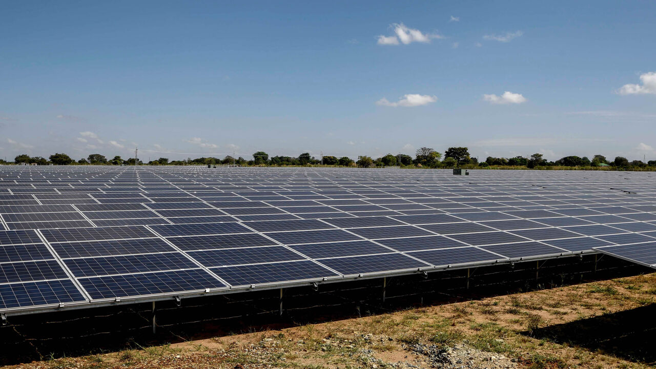 Solar panels are pictured during the inauguration of the Soroti power plant in Soroti district, about 186 miles northeast of the capital, Kampala, Uganda, Dec. 12, 2016.