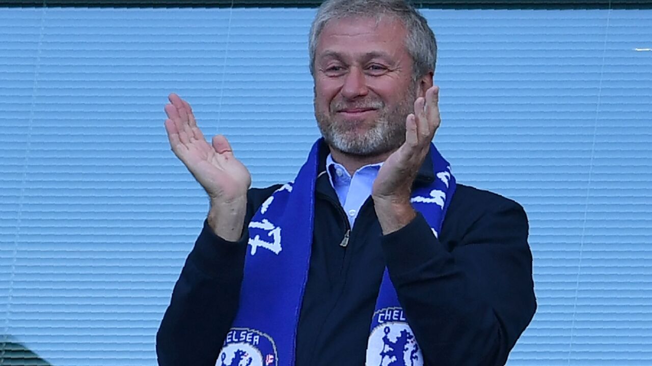 Chelsea's Russian owner Roman Abramovich celebrates English Premier League title win in May 2017