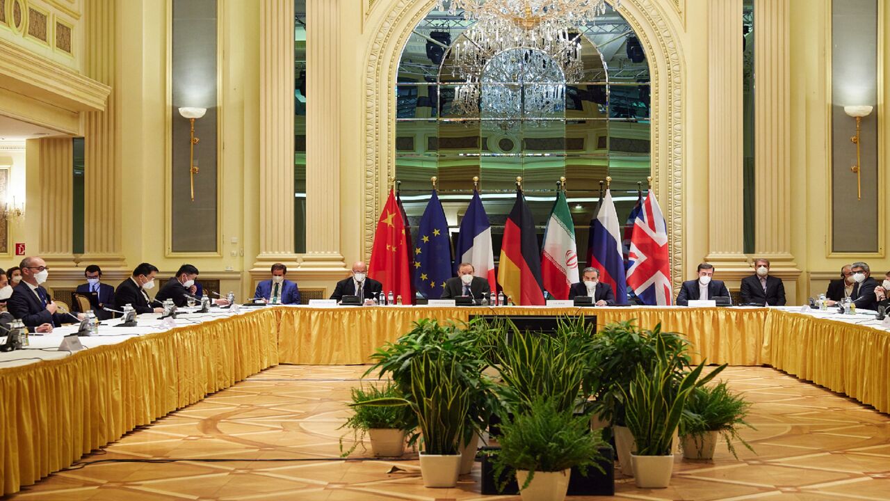 Iran nuclear talks at the Grand Hotel on April 15, 2021, in Vienna, Austria. 