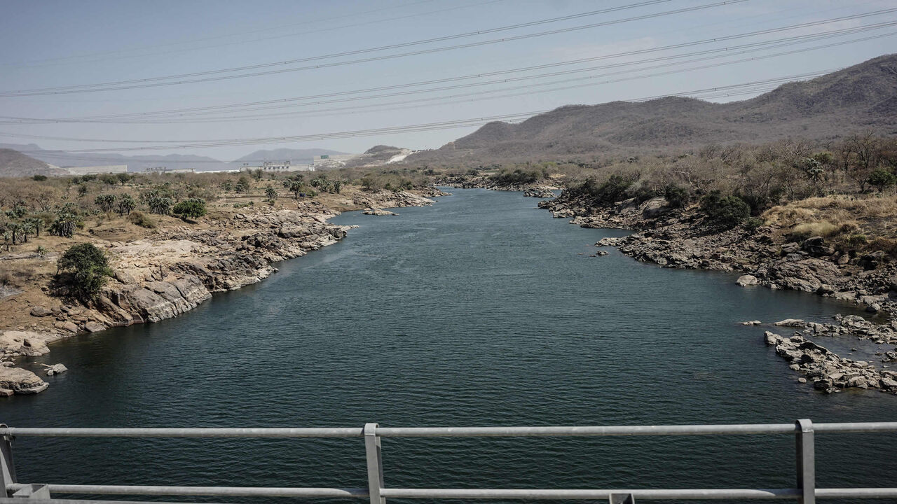 The Nile River flows from the Grand Ethiopian Renaissance Dam, Guba, Ethiopia, Feb. 19, 2022.