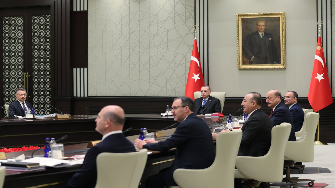 Turkey's Cabinet discusses the Russian invasion of Ukraine, Ankara, Turkey, Feb. 28, 2022.