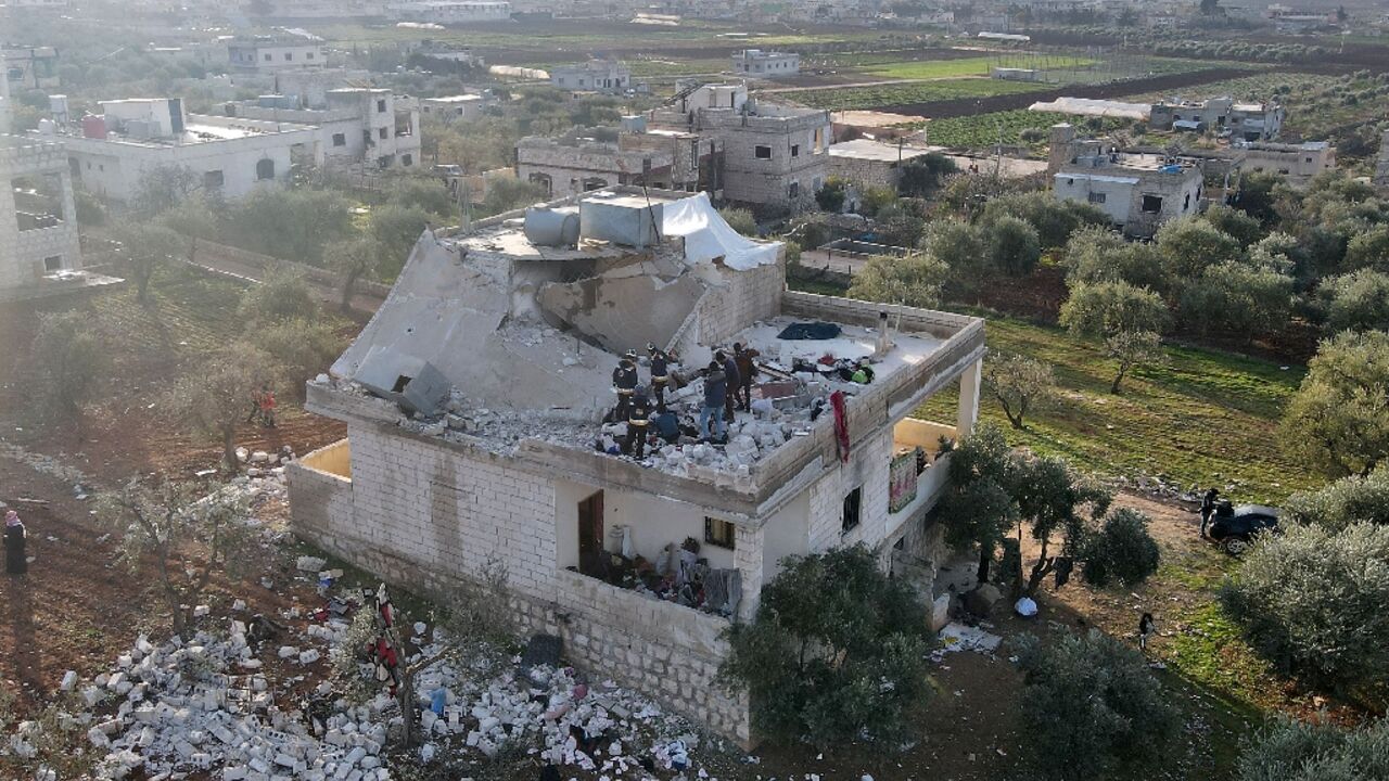 The house in which the leader of Islamic State (IS) group Abu Ibrahim al-Hashimi al-Qurashi died, during a raid by US special forces, in the town of Atme in Syria's northwestern province of Idlib