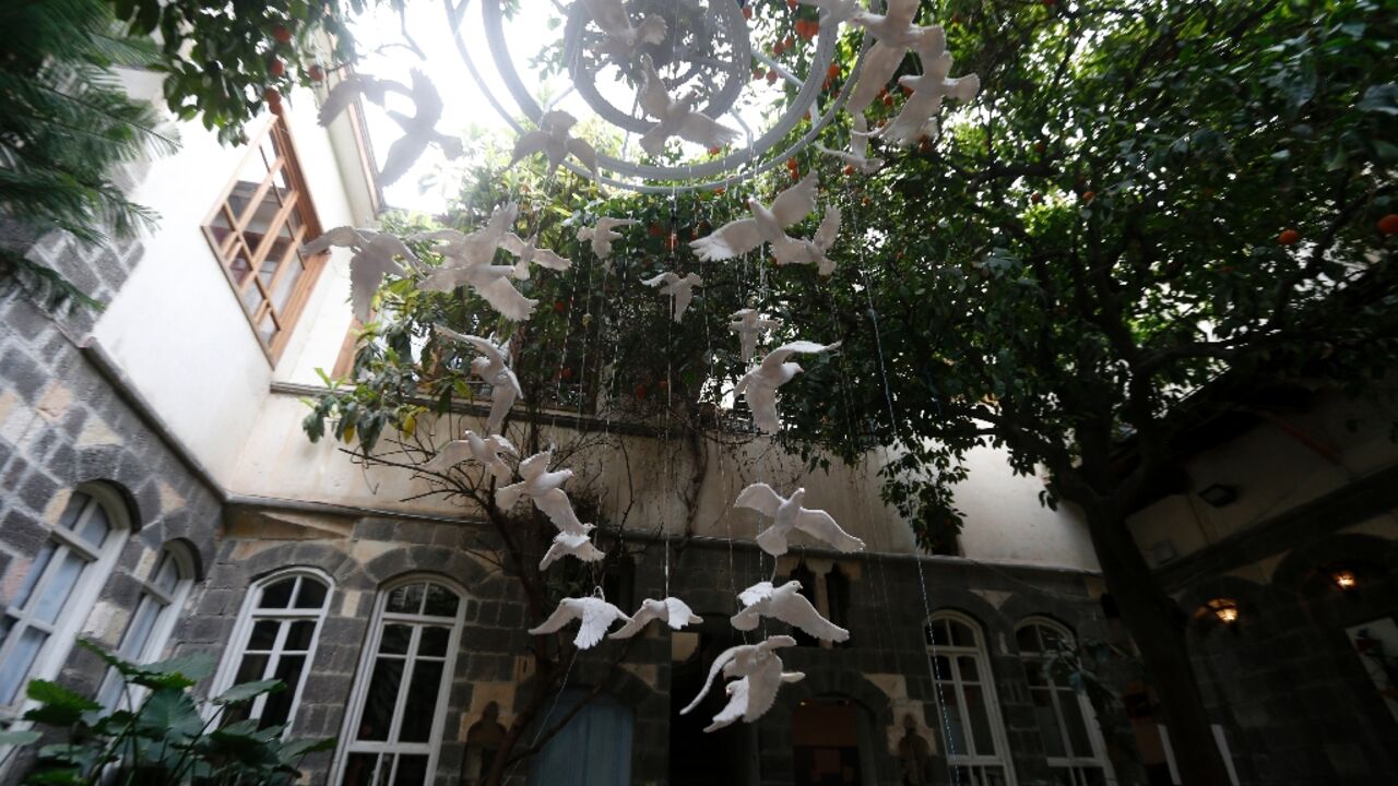 Buthaina al-Ali crafted the lifelike doves and told students to "hang them in a way they see fit" 