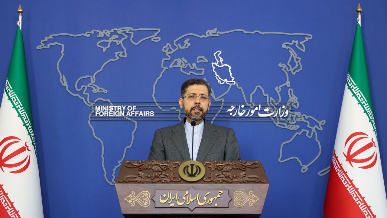 Iran's Foreign Ministry spokesman Saeed Khatibzadeh speaks to the media.