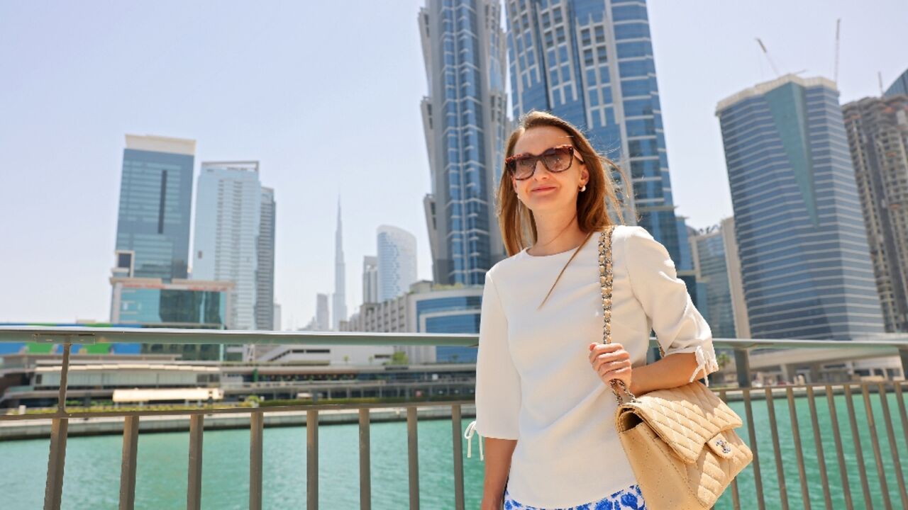 Daria Nevskaya, a partner at Russian law firm, poses for a picture in the Gulf emirate of Dubai, on May 24, 2022