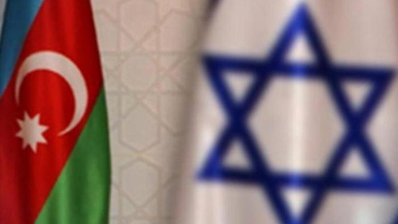 Flags of Azerbaijan (L) and Israel.
