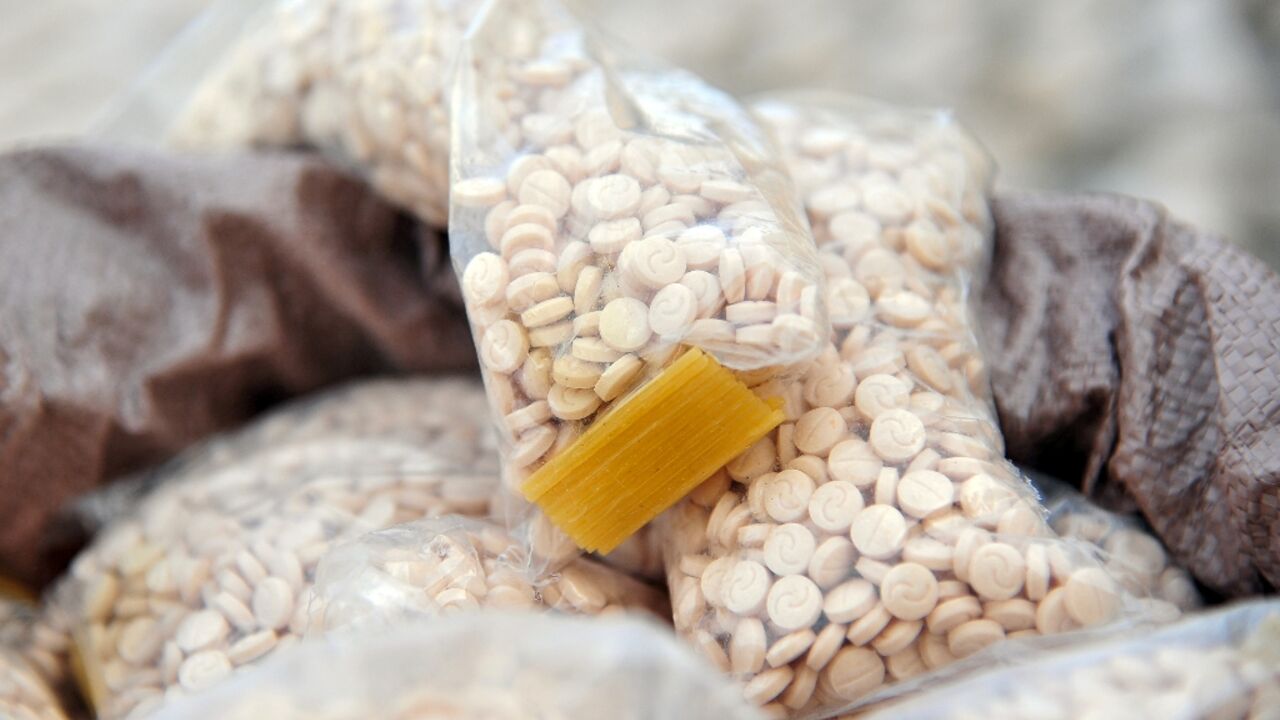 A file picture shows a shipment of captagon seized by Syrian authorities in November