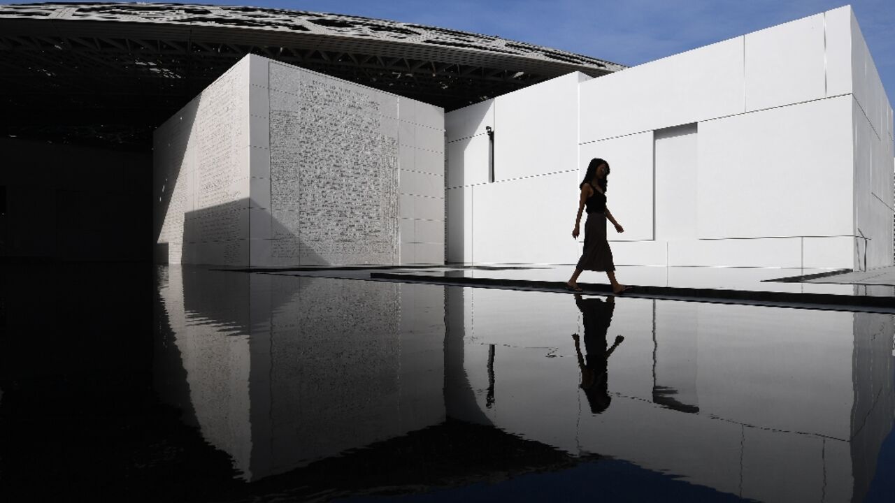 A visitor is seen at the Louvre Abu Dhabi, which was opened in 2017