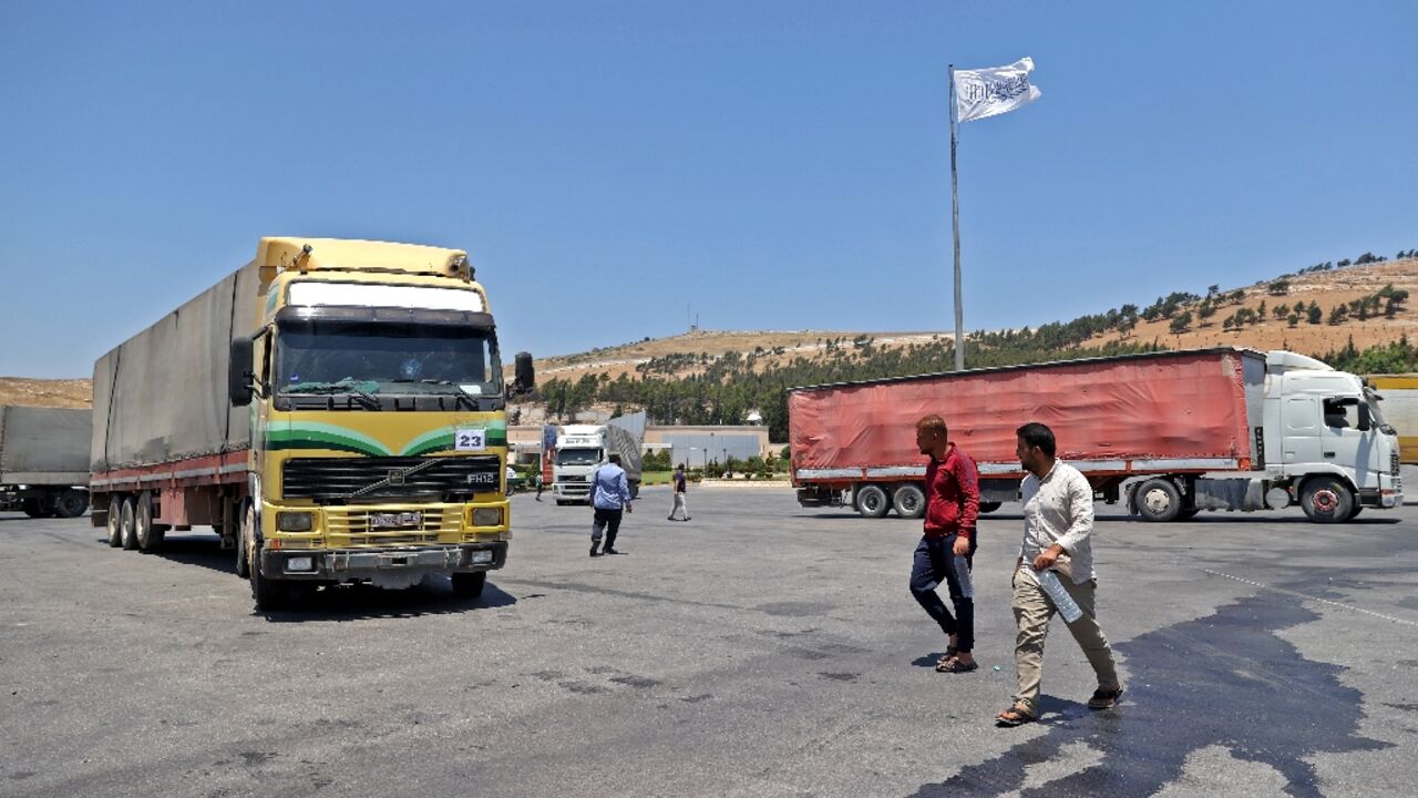 United Nations Security Council members have agreed to extend for six months a system for bringing aid through Turkey and the Bab al-Hawa border crossing, shown here in July 2022, into war-ravaged Syria 