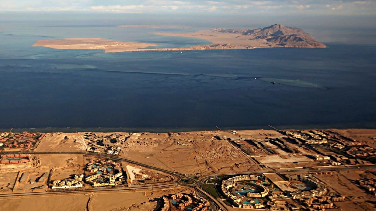 The future status of the Red Sea's Tiran (foreground) and Sanafir (background) islands factor into an incipient relationship between Israel and Saudi Arabia