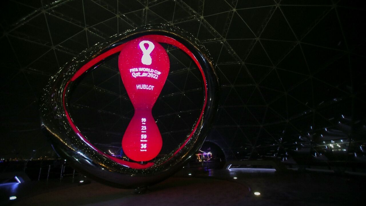World Cup countdown clock shows 100 days until start of the tournament in Qatar