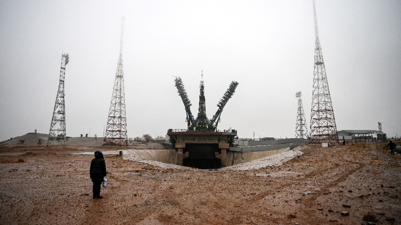 View of the Baikonur cosmodrome launch pad. Russia is due to launch an Iranian satellite from the Kazakhstan spaceport 