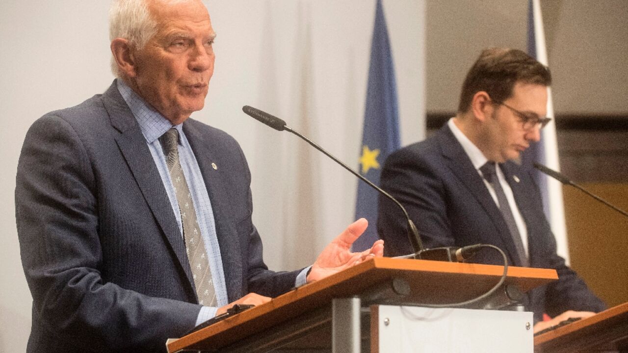 European Union High Representative for Foreign Affairs and Security Policy Josep Borrell, seen speaking in Prague alongside Czech Foreign Minister Jan Lipavsky, voices hope for reviving the Iran nuclear deal