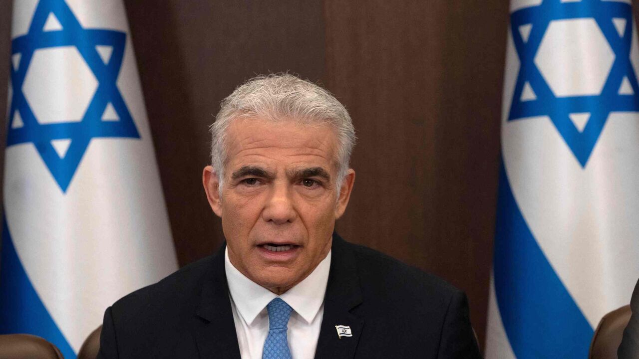 Israeli Prime Minister Yair Lapid speaks during the weekly cabinet meeting in Jerusalem, on Aug. 14, 2022. 