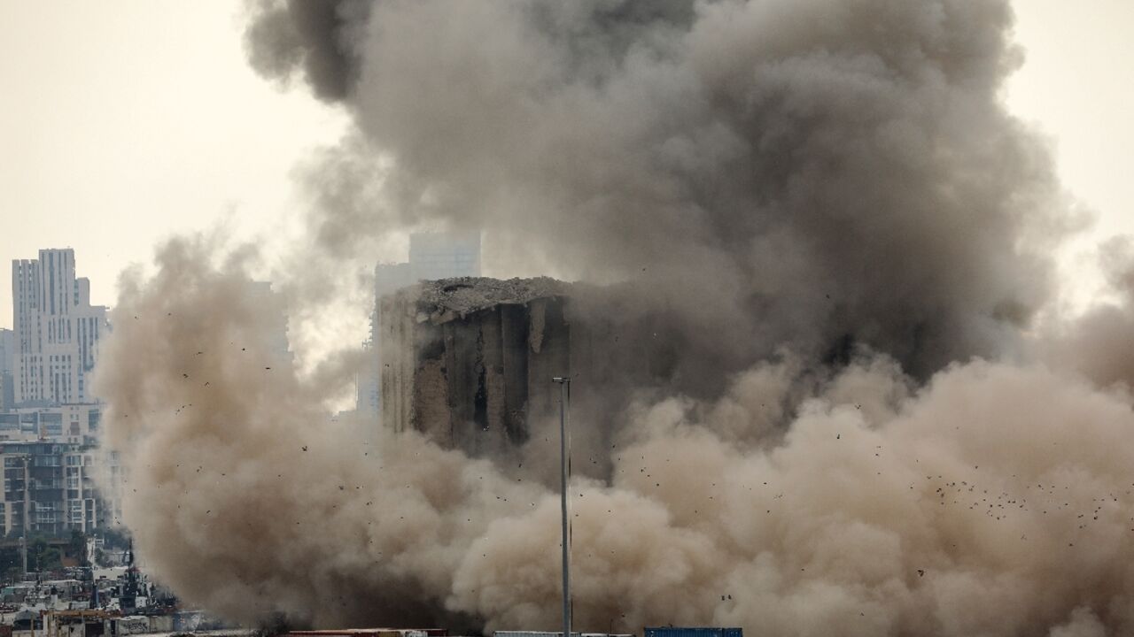 Beirut's heavily damaged harbourside grain silos have become a grim reminder of the explosion, and the collapse of part of the structure Thursday dramatically brought back the trauma