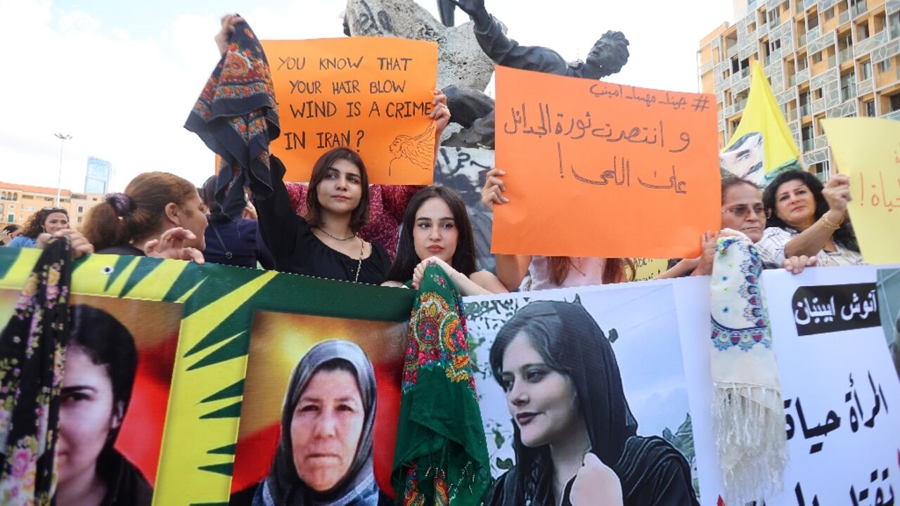 Women outside Iran are also protesting against the country's morality police, including in Beirut