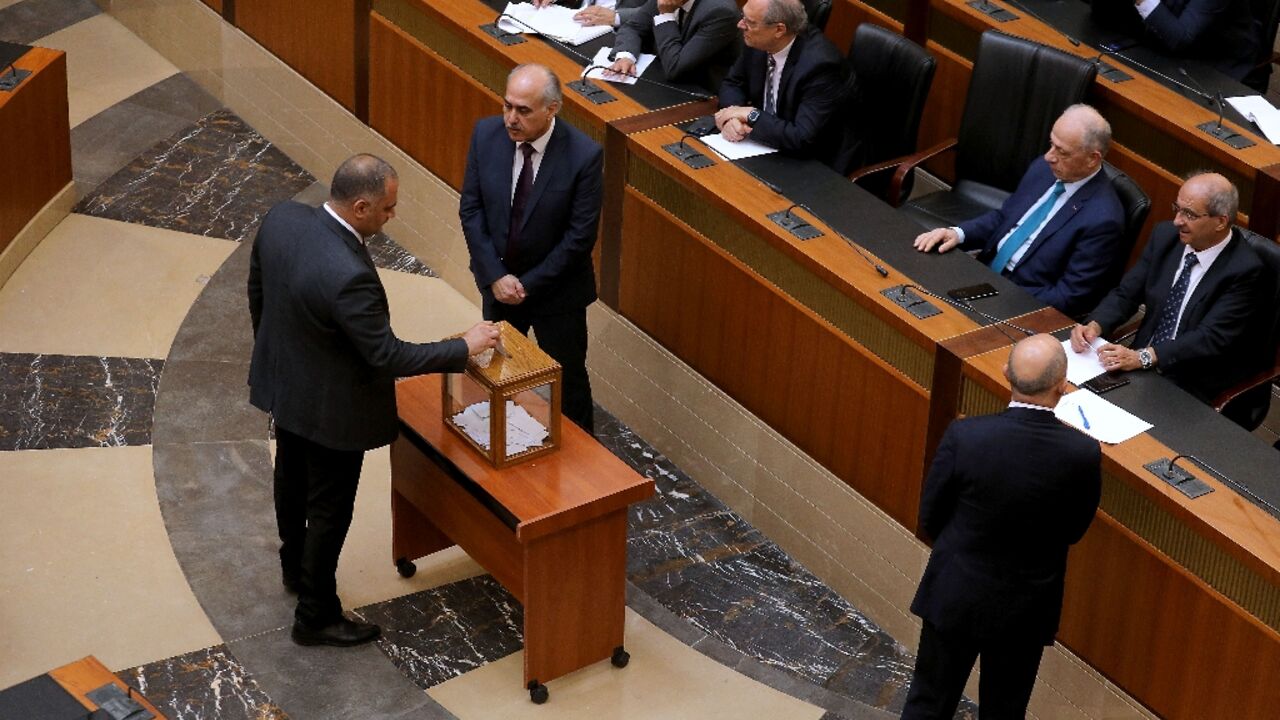 Lebanese lawmakers cast their ballots in a first round of voting for a successor to outgoing head of state Michel Aoun