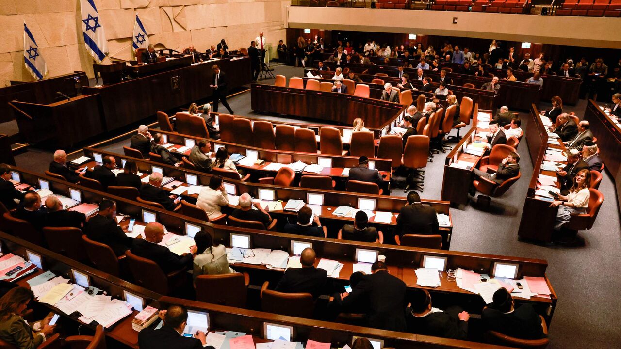This picture shows a general view of the Israeli Knesset (parliament) during a meeting, in Jerusalem on June 30, 2022.