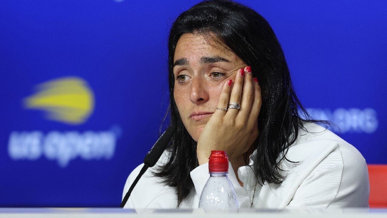 'No regrets': Ons Jabeur at a press conference following Saturday's defeat in the US Open final
