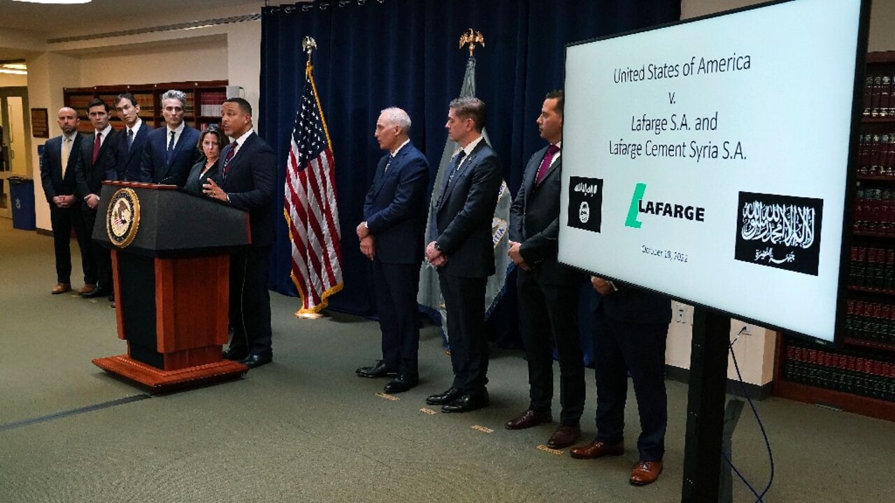 US Attorney Breon Peace announced that French cement giant Lafarge is being fined $778 million for doing business in Syria with the Islamic State group and Al Nusrah Front -- both officially designated by the US as terrorist groups