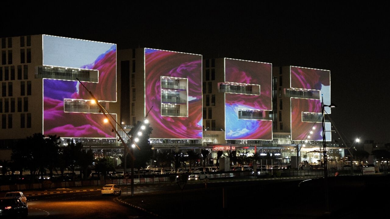 A building complex in the shape of the year 2022, near Doha Sports City in the Qatari capital