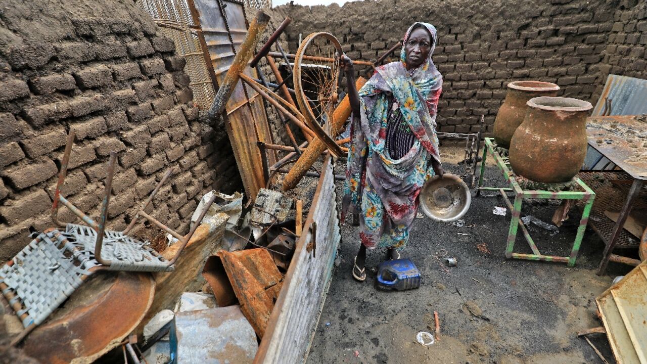 Sudan's Blue Nile state has seen repeated deadly unrest since July: this August 8 photograph shows a home destroyed near Roseires
