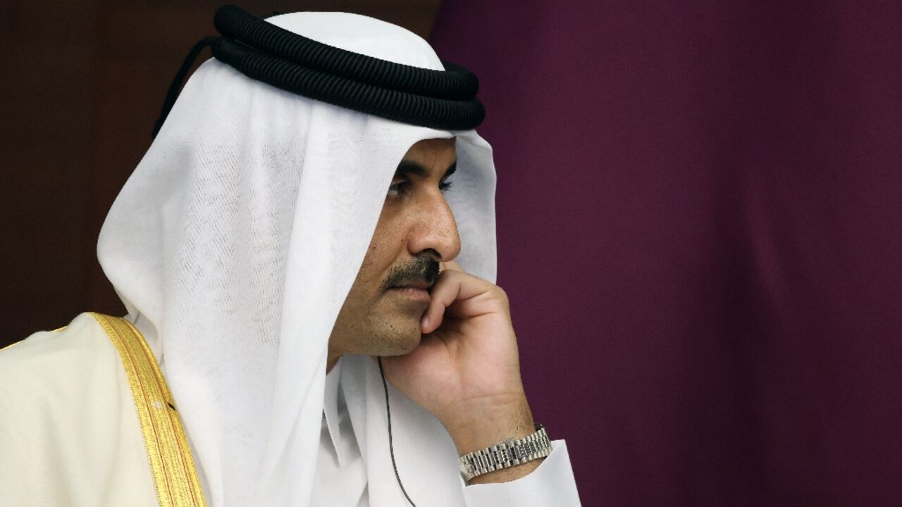 Qatari Emir Sheikh Tamim bin Hamad Al-Thani, seen at a summit in Astana on October 13, 2022