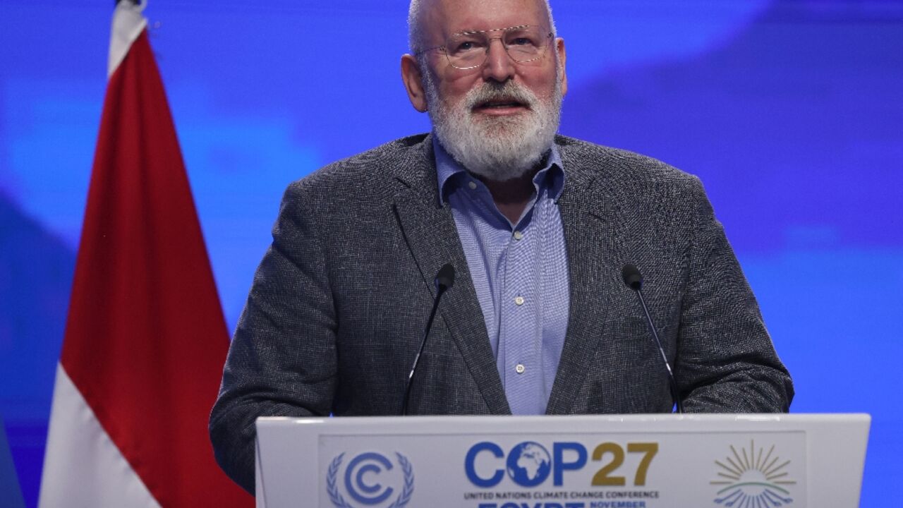 European Commission Vice President Frans Timmermans vows the EU will step up its emissions cuts at UN climate talks in Egypt, dismissing suggestions the bloc is backtracking in the face of the Ukraine conflict