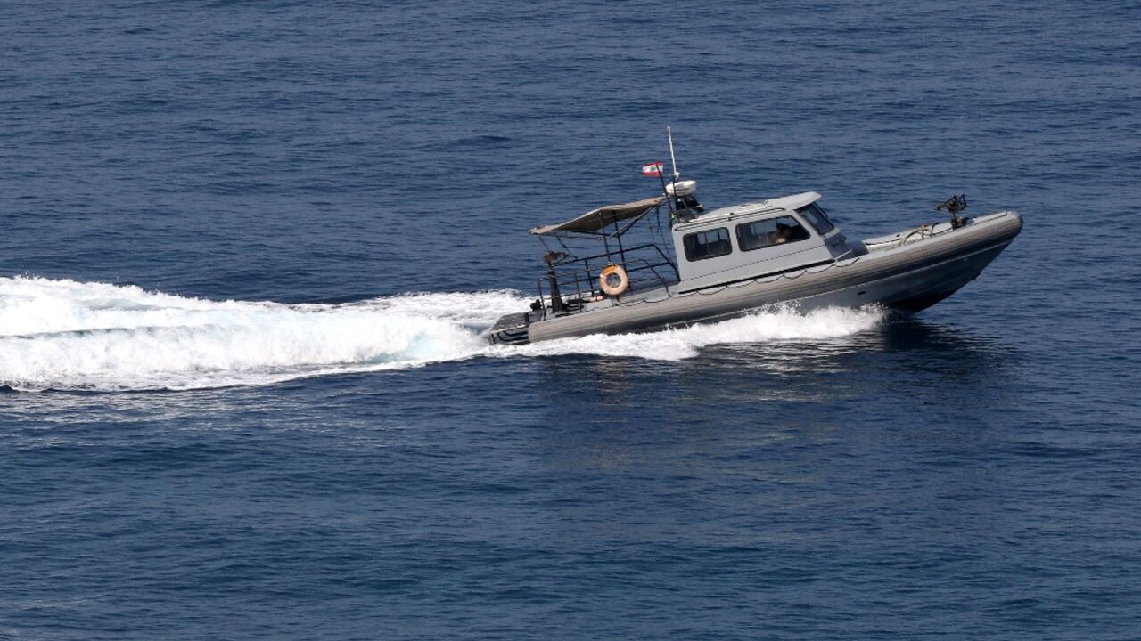 A Lebanese navy patrol boat sails in the Mediterranean: Beirut wants to define its maritime borders with Syria to the north, and Cyprus, to the west