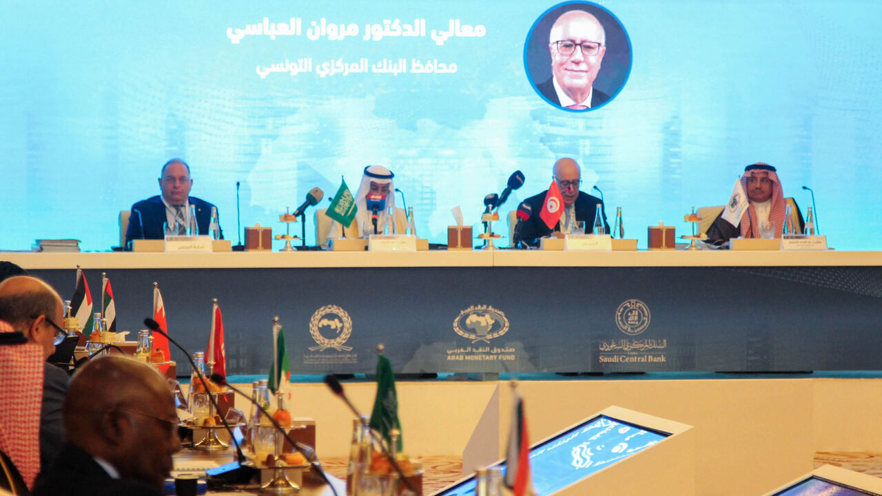 Delegations attend the 46th ordinary session of the Council of Arab Central Banks and Monetary Authorities Governors, Jeddah, Saudi Arabia, Sept. 18, 2022.