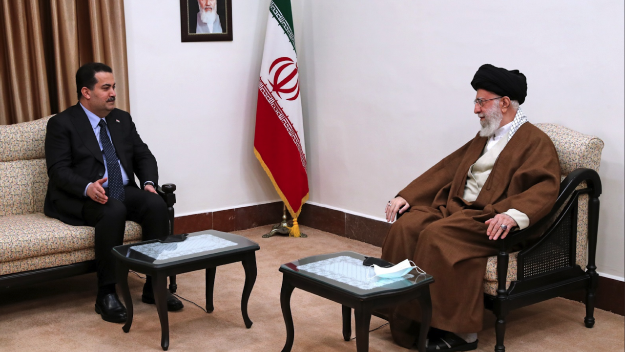 Iraqi Prime Minister Mohammed Shia al-Sudani meets with Supreme Leader Ayatollah Ali Khamenei in Iran, Nov. 29, 2022.