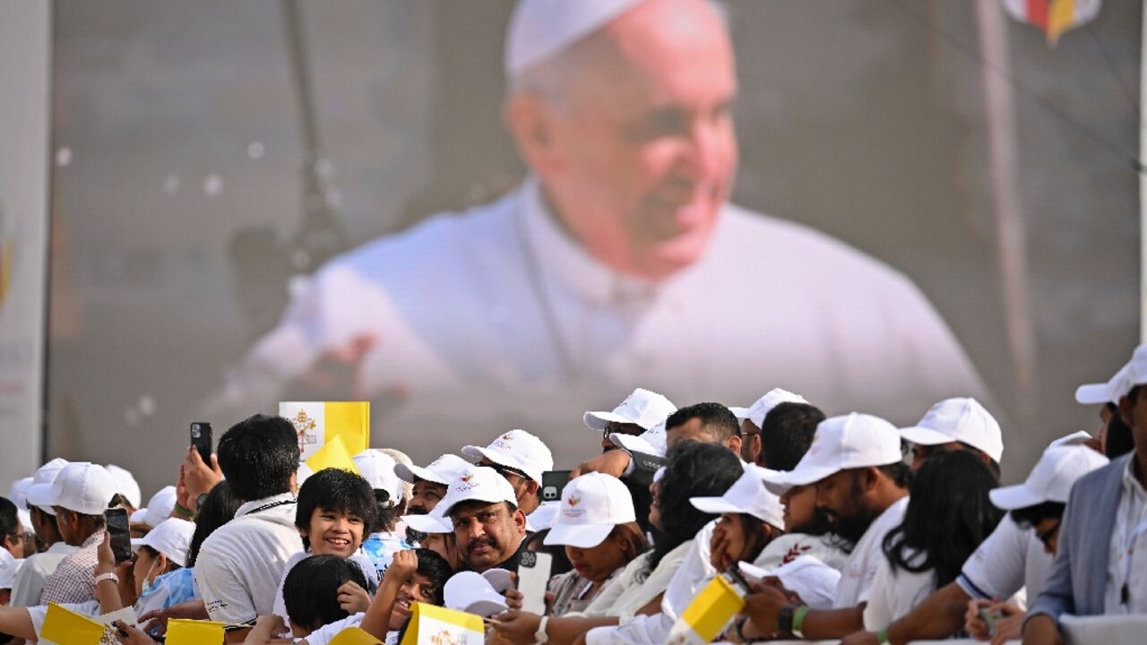 Many worshippers came to see the Pope from around the Gulf region