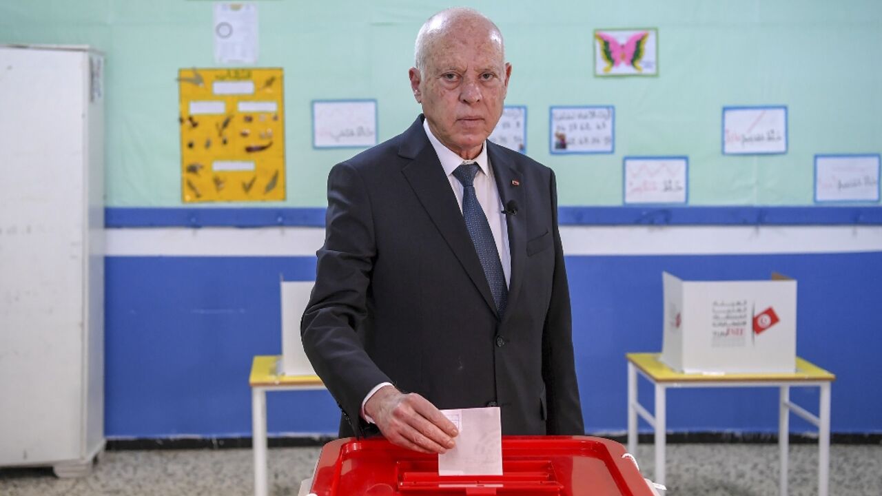 President Kais Saied, casting his ballot in Tunis, said the country was 'breaking with those who destroyed' it