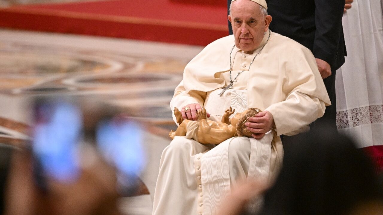 On Saturday evening, the pope led the traditional Christmas Eve mass at St Peter's Basilica