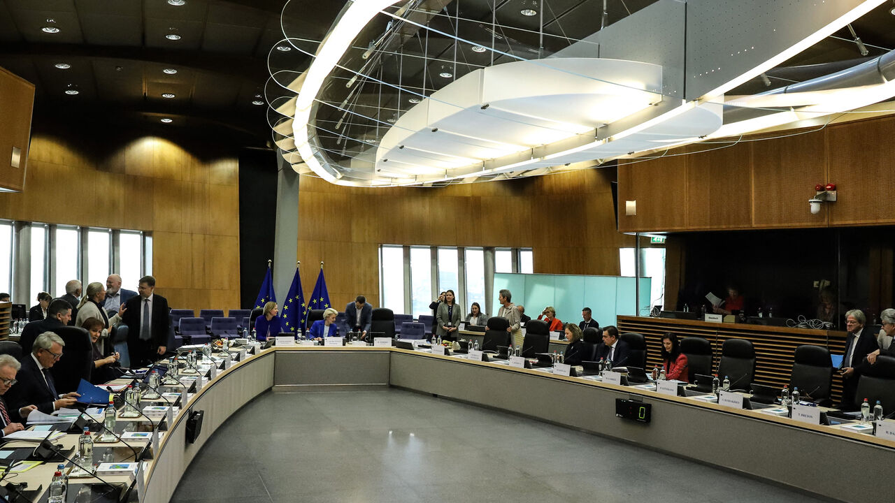 European Union commissioners meet for the weekly College meeting at the European Commission headquarters, Brussels, Belgium, Nov. 9, 2022.