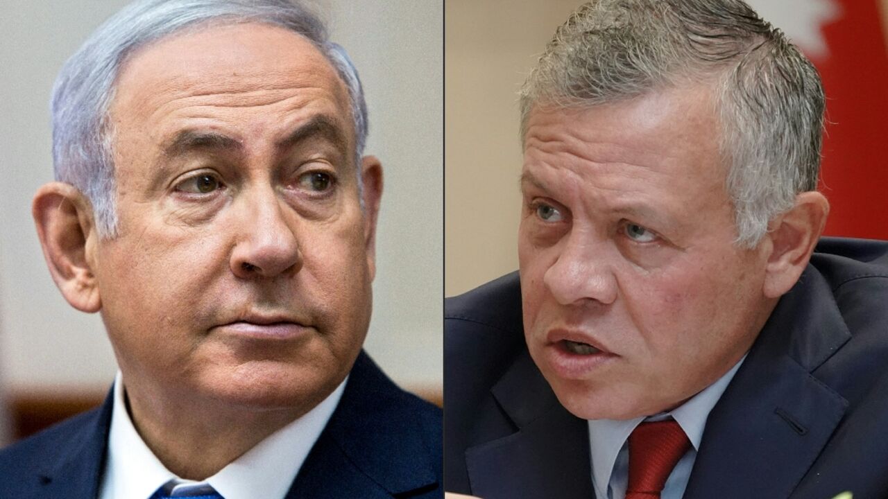 Jordan's King Abdullah II, pictured on the right, hosted Israeli Prime Minister Benjamin Netnayahu in Amman on January 24, 2023