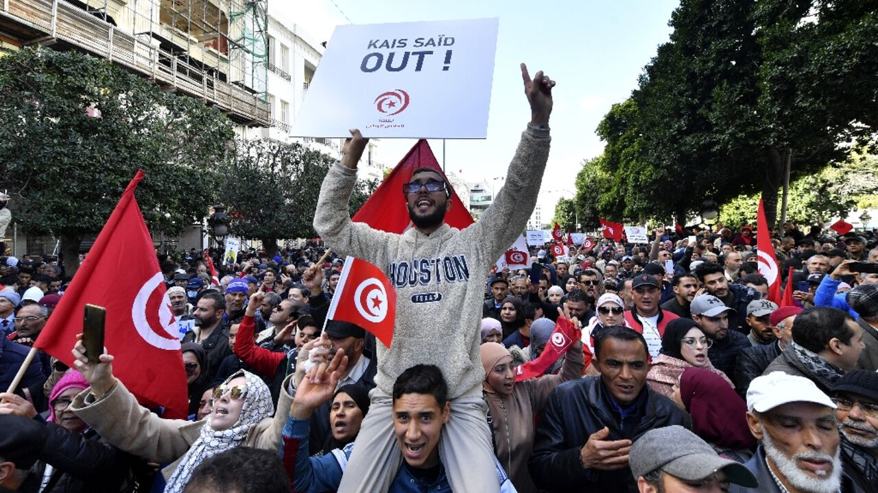 Separate rallies by different opposition groups were held in Tunis with a heavy police presence, AFP correspondents said