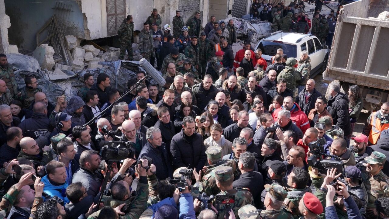Syria's President Bashar al-Assad visits areas hit by the earthquake