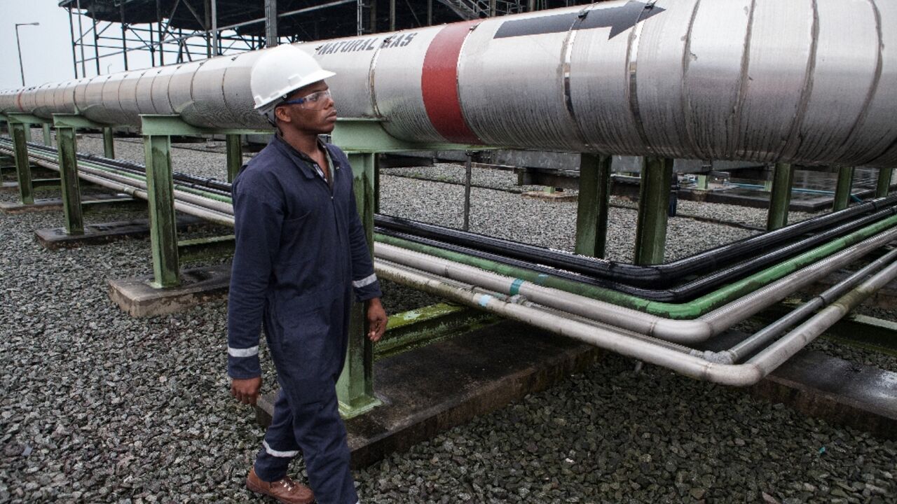 A gas pipeline at a power plant in Nigeria 