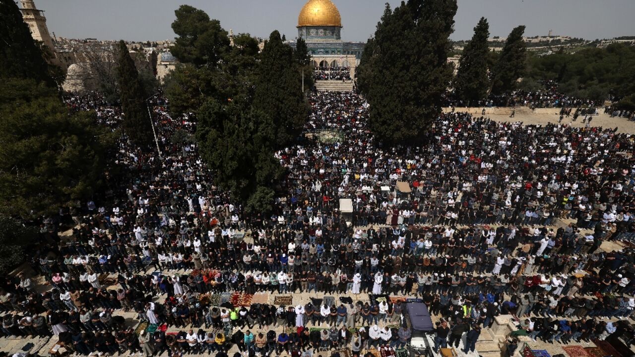 Tens of thousands attended first Friday prayers in the holy month of Ramadan at Jerusalem's Al-Aqsa mosque compound