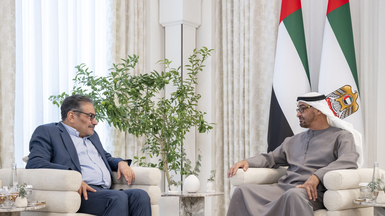 Ali Shamkhani with UAE President Sheikh Mohammed bin Zayed