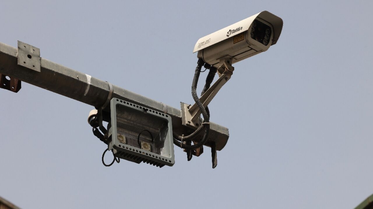 A CCTV camera pictured in a street in Tehran