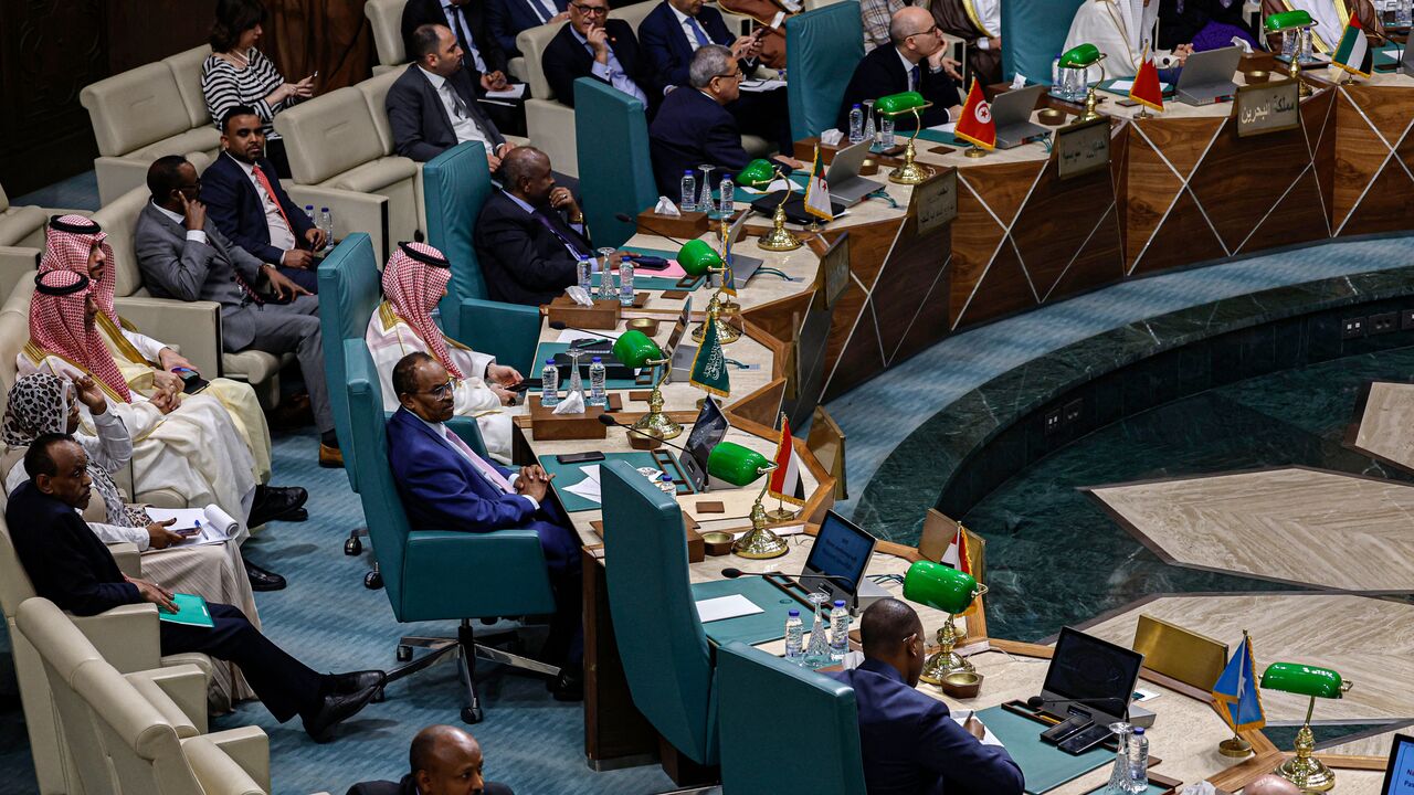 Syria's empty seat is pictured during an emergency meeting of Arab League foreign ministers in Cairo on May 7, 2023. (Photo by Khaled DESOUKI / AFP) (Photo by KHALED DESOUKI/AFP via Getty Images)
