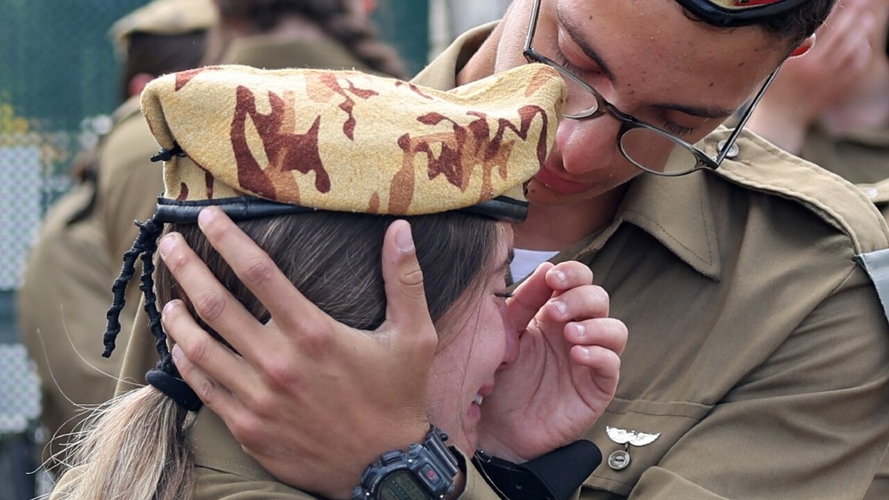 Israeli soldiers mourn Lia Ben Nun, killed in the cross-border incident with Egypt