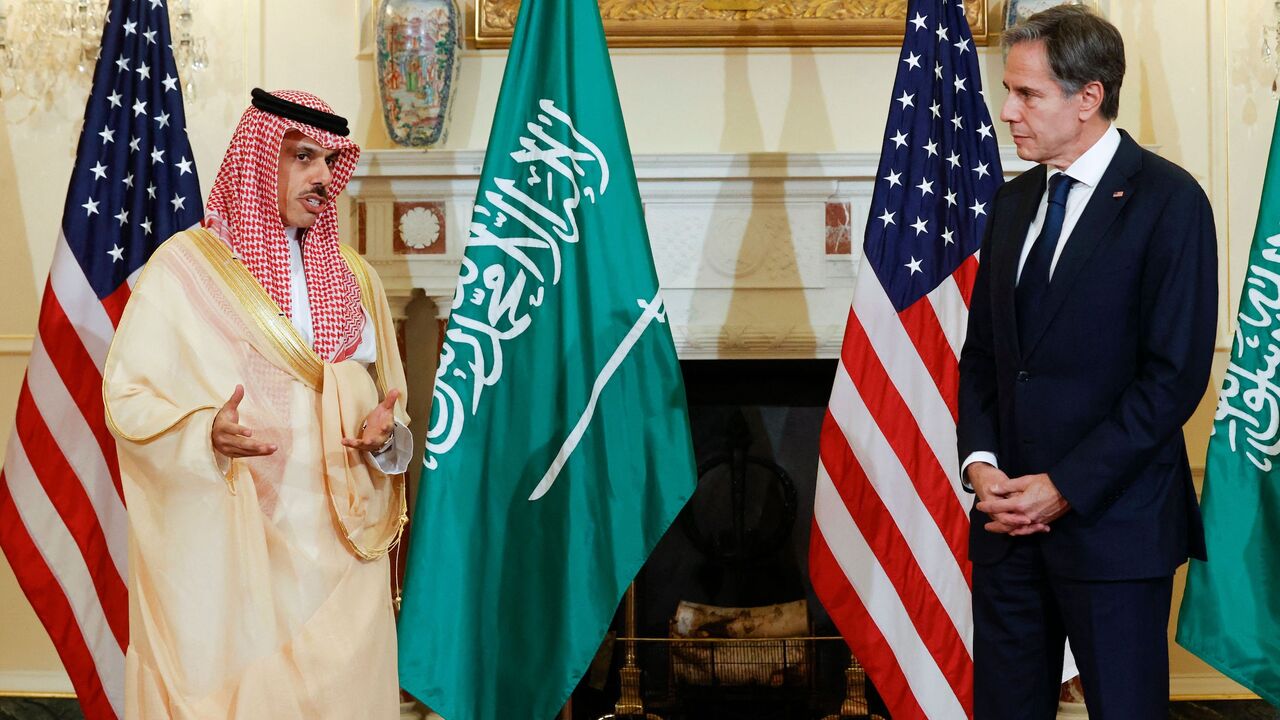 US Secretary of State Antony Blinken and Saudi Arabia's Foreign Minister Prince Faisal bin Farhan Al Saud.