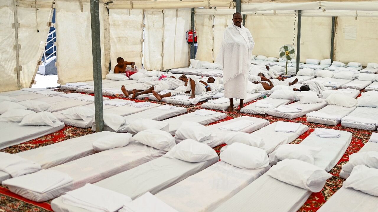 Muslim pilgrims set up camp in Mina, Saudi Arabia, for the climax of the hajj