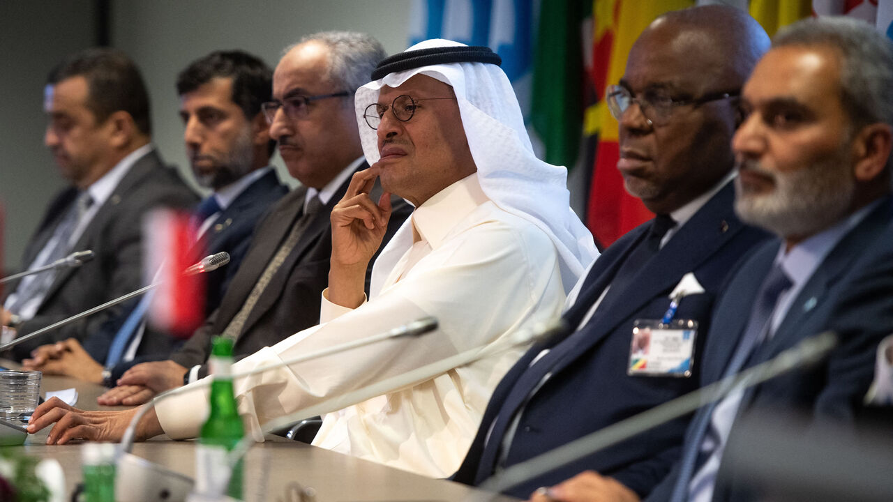 Saudi Arabia's Minister of Energy Abdulaziz bin Salman looks on during a press conference after the 45th Joint Ministerial Monitoring Committee and the 33rd OPEC and non-OPEC Ministerial Meeting, Vienna, Austria, Oct. 5, 2022.