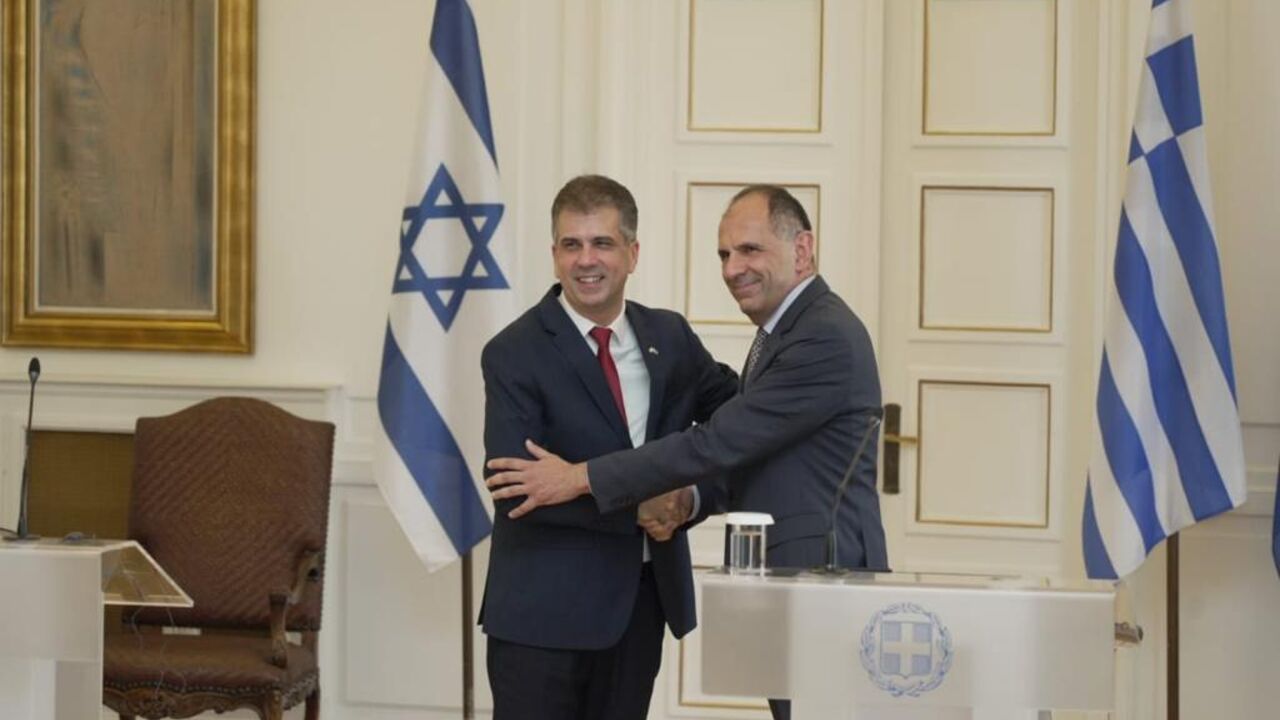 Israeli Foreign Minister Eli Cohen meets with Greek Foreign Minister Giorgos Gerapetritis, Athens, July 6 2023  