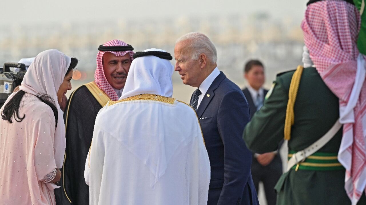 Saudi officials welcome US President Joe Biden to Jeddah after he flew in directly from Israel in July last year